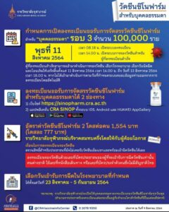 ลงทะเบียนจองคิวฉีดวัคซีนซิโนฟาร์ม 11 สิงหาคม 2564 # ...